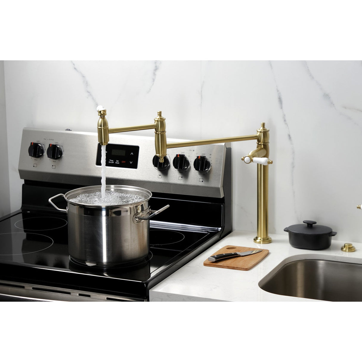 Bel-Air KS3707BPL Single-Hole Deck Mount Pot Filler, Brushed Brass