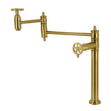 Fuller KS3707CG Two-Handle Deck Mount Pot Filler, Brushed Brass