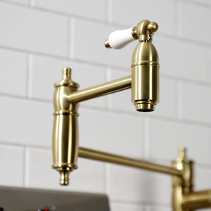 Restoration KS3707PL Single-Hole Deck Mount Pot Filler, Brushed Brass