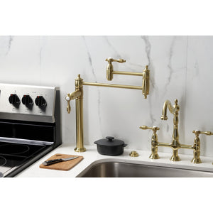 Tudor KS3707TAL Single-Hole Deck Mount Pot Filler, Brushed Brass