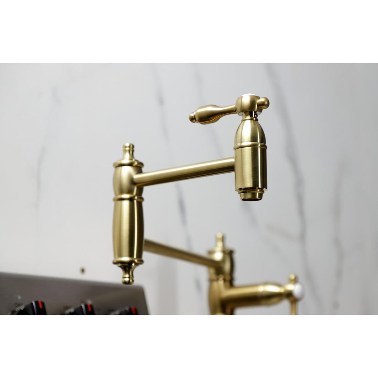 Tudor KS3707TAL Single-Hole Deck Mount Pot Filler, Brushed Brass