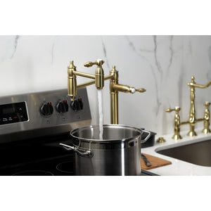 Tudor KS3707TAL Single-Hole Deck Mount Pot Filler, Brushed Brass