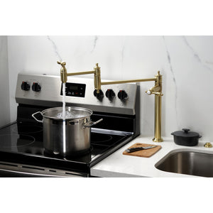 Tudor KS3707TAL Single-Hole Deck Mount Pot Filler, Brushed Brass