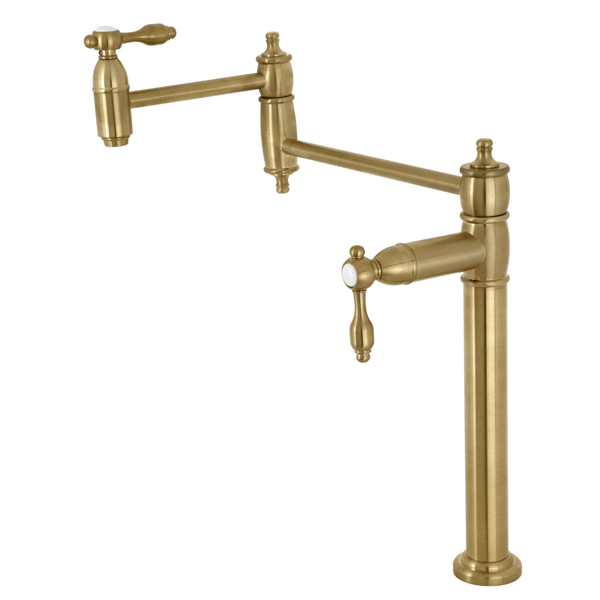 Tudor KS3707TAL Single-Hole Deck Mount Pot Filler, Brushed Brass