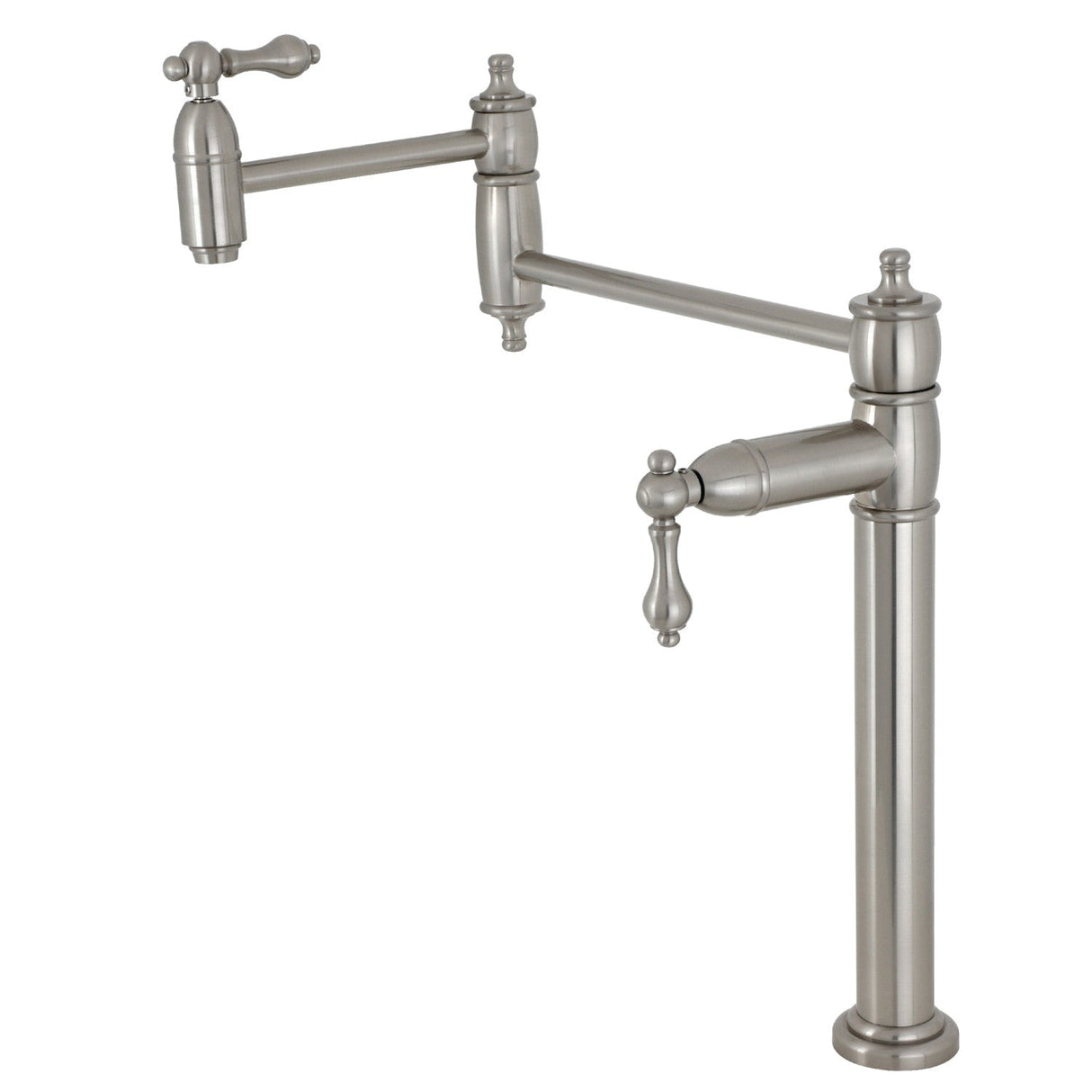 Restoration KS3708AL Single-Hole Deck Mount Pot Filler, Brushed Nickel