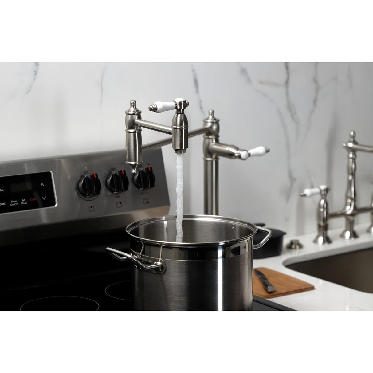 Bel-Air KS3708BPL Single-Hole Deck Mount Pot Filler, Brushed Nickel