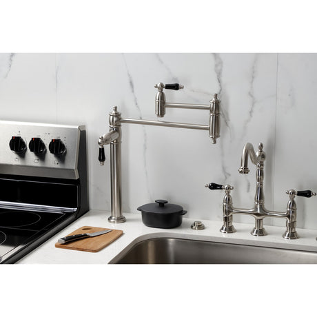 Duchess KS3708PKL Single-Hole Deck Mount Pot Filler, Brushed Nickel