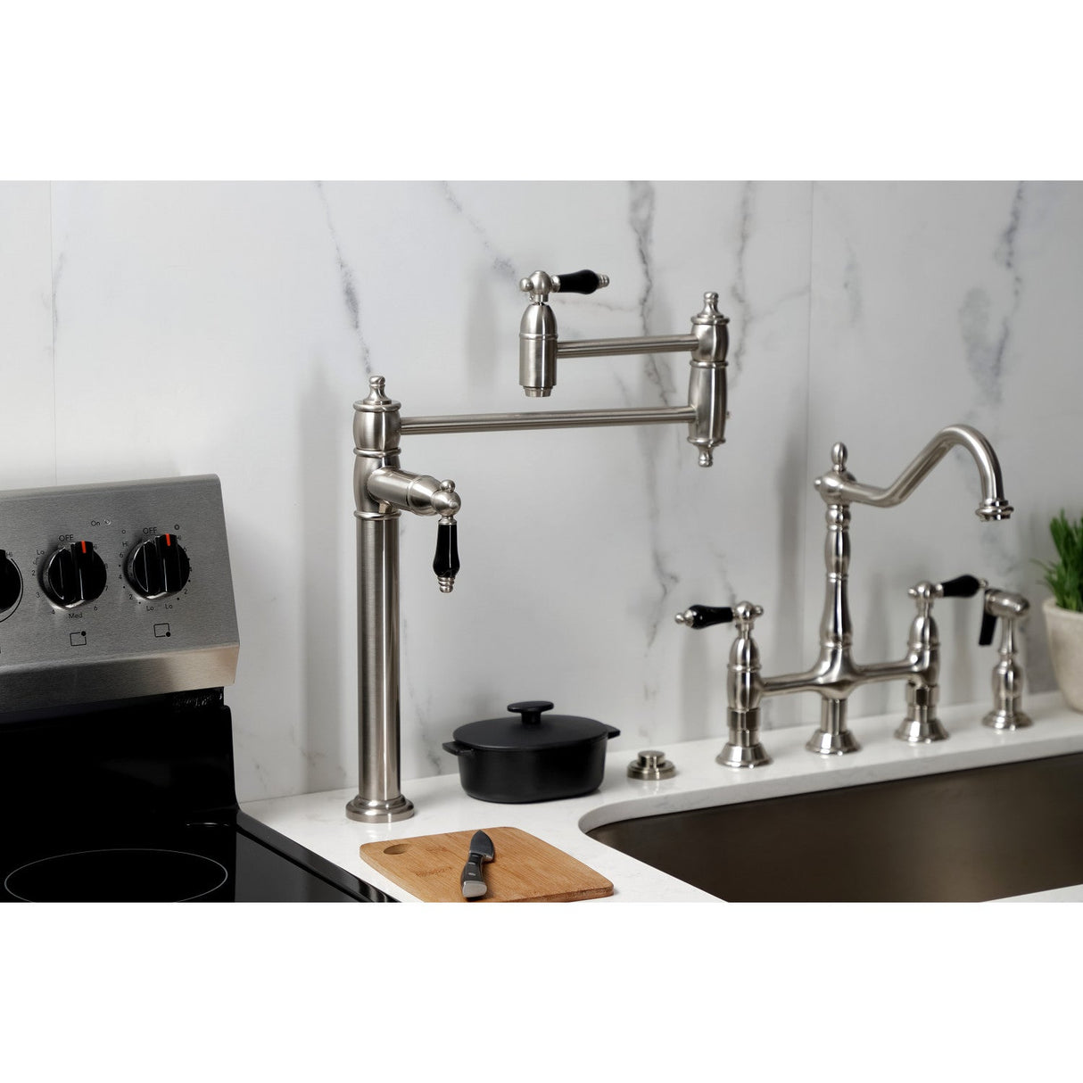 Duchess KS3708PKL Single-Hole Deck Mount Pot Filler, Brushed Nickel