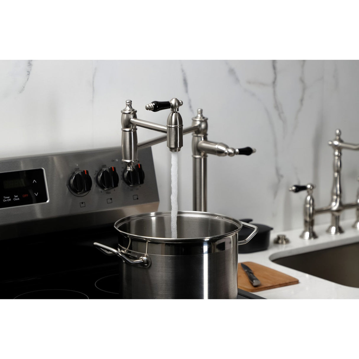 Duchess KS3708PKL Single-Hole Deck Mount Pot Filler, Brushed Nickel