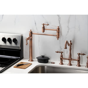 Restoration KS370ALAC Single-Hole Deck Mount Pot Filler, Antique Copper