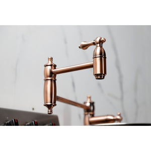 Restoration KS370ALAC Single-Hole Deck Mount Pot Filler, Antique Copper