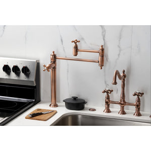 Restoration KS370AXAC Single-Hole Deck Mount Pot Filler, Antique Copper