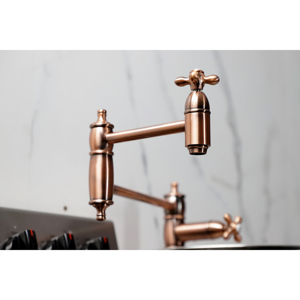 Restoration KS370AXAC Single-Hole Deck Mount Pot Filler, Antique Copper