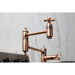 Restoration KS370AXAC Single-Hole Deck Mount Pot Filler, Antique Copper
