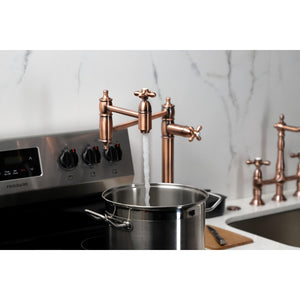 Restoration KS370AXAC Single-Hole Deck Mount Pot Filler, Antique Copper