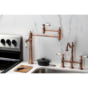 Restoration KS370PLAC Single-Hole Deck Mount Pot Filler, Antique Copper