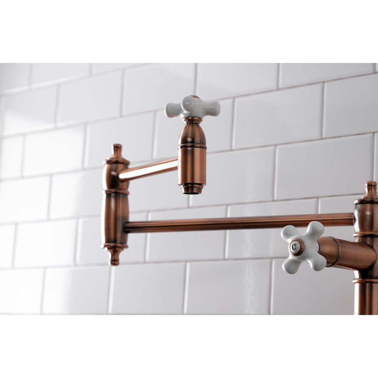 Restoration KS370PXAC Single-Hole Deck Mount Pot Filler, Antique Copper