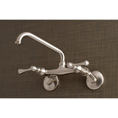 Kingston KS373SN Two-Handle 2-Hole Wall Mount Laundry Faucet, Brushed Nickel