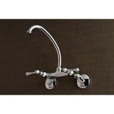 Kingston KS374C Two-Handle 2-Hole Wall Mount Laundry Faucet, Polished Chrome