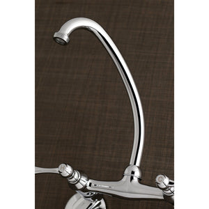 Kingston KS374C Two-Handle 2-Hole Wall Mount Laundry Faucet, Polished Chrome