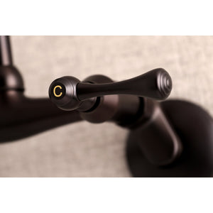 Kingston KS374ORB Two-Handle 2-Hole Wall Mount Laundry Faucet, Oil Rubbed Bronze