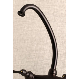 Kingston KS374ORB Two-Handle 2-Hole Wall Mount Laundry Faucet, Oil Rubbed Bronze