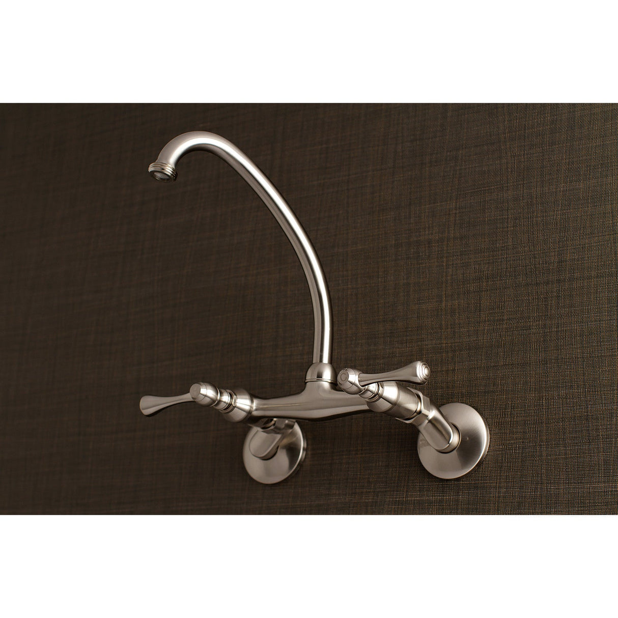 Kingston KS374SN Two-Handle 2-Hole Wall Mount Laundry Faucet, Brushed Nickel