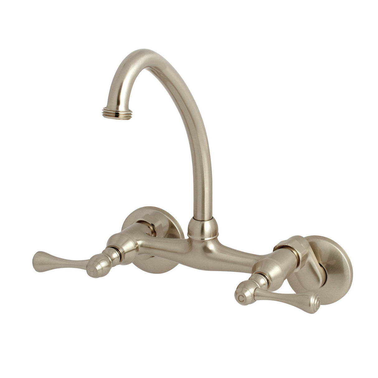 Kingston KS374SN Two-Handle 2-Hole Wall Mount Laundry Faucet, Brushed Nickel
