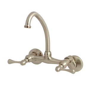 Kingston KS374SN Two-Handle 2-Hole Wall Mount Laundry Faucet, Brushed Nickel