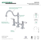 Restoration KS3781PL Two-Handle 3-Hole Deck Mount Bridge Kitchen Faucet, Polished Chrome