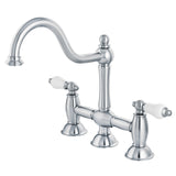 Restoration KS3781PL Two-Handle 3-Hole Deck Mount Bridge Kitchen Faucet, Polished Chrome