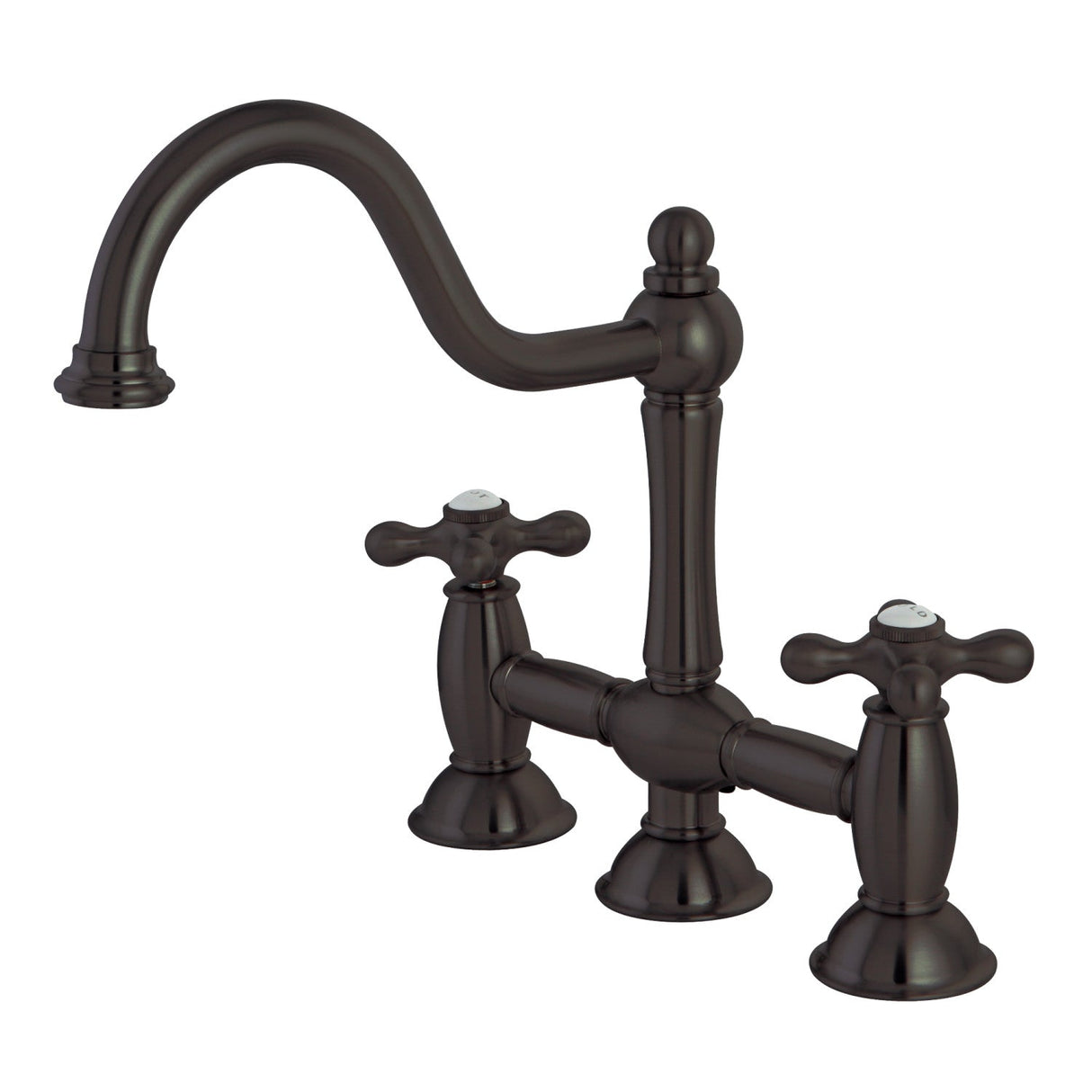 Restoration KS3785AX Two-Handle 3-Hole Deck Mount Bridge Kitchen Faucet, Oil Rubbed Bronze