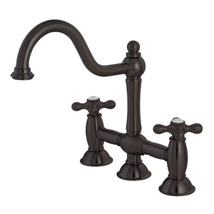 Restoration KS3785AX Two-Handle 3-Hole Deck Mount Bridge Kitchen Faucet, Oil Rubbed Bronze