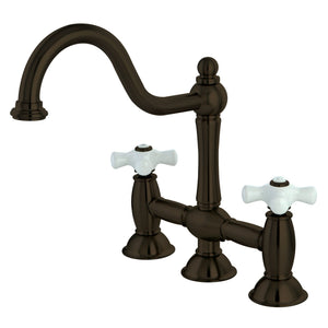 Restoration KS3785PX Two-Handle 3-Hole Deck Mount Bridge Kitchen Faucet, Oil Rubbed Bronze