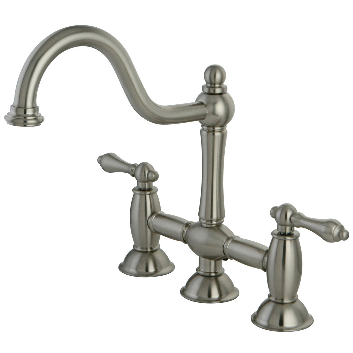 Restoration KS3788AL Two-Handle 3-Hole Deck Mount Bridge Kitchen Faucet, Brushed Nickel