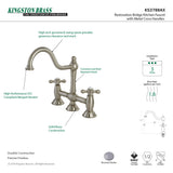 Restoration KS3788AX Two-Handle 3-Hole Deck Mount Bridge Kitchen Faucet, Brushed Nickel