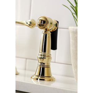 Restoration KS3792BLBS Two-Handle 4-Hole Deck Mount Bridge Kitchen Faucet with Brass Sprayer, Polished Brass