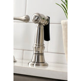 Restoration KS3798BLBS Two-Handle 4-Hole Deck Mount Bridge Kitchen Faucet with Brass Sprayer, Brushed Nickel