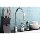 Restoration KS3811ALBS Single-Handle 3-Hole Deck Mount Widespread Kitchen Faucet with Brass Sprayer, Polished Chrome