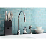 Restoration KS3811ALBS Single-Handle 3-Hole Deck Mount Widespread Kitchen Faucet with Brass Sprayer, Polished Chrome