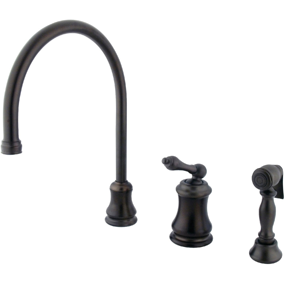 Restoration KS3815ALBS Single-Handle 3-Hole Deck Mount Widespread Kitchen Faucet with Brass Sprayer, Oil Rubbed Bronze