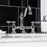 Restoration KS3911AL Two-Handle 3-Hole Deck Mount Bridge Bathroom Faucet with Brass Pop-Up, Polished Chrome