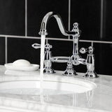 Restoration KS3911AL Two-Handle 3-Hole Deck Mount Bridge Bathroom Faucet with Brass Pop-Up, Polished Chrome