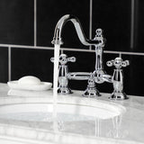 Restoration KS3911AX Two-Handle 3-Hole Deck Mount Bridge Bathroom Faucet with Brass Pop-Up, Polished Chrome