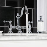 Restoration KS3911BL Two-Handle 3-Hole Deck Mount Bridge Bathroom Faucet with Brass Pop-Up, Polished Chrome