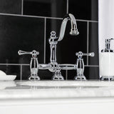 Restoration KS3911BL Two-Handle 3-Hole Deck Mount Bridge Bathroom Faucet with Brass Pop-Up, Polished Chrome