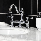 Restoration KS3911BL Two-Handle 3-Hole Deck Mount Bridge Bathroom Faucet with Brass Pop-Up, Polished Chrome