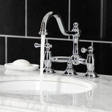 Restoration KS3911BL Two-Handle 3-Hole Deck Mount Bridge Bathroom Faucet with Brass Pop-Up, Polished Chrome