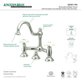 Restoration KS3911PX Two-Handle 3-Hole Deck Mount Bridge Bathroom Faucet with Brass Pop-Up, Polished Chrome