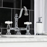 Restoration KS3911PX Two-Handle 3-Hole Deck Mount Bridge Bathroom Faucet with Brass Pop-Up, Polished Chrome